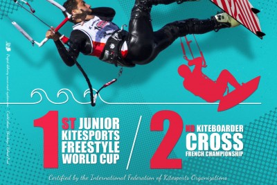 Visuel Affiche anglaise 2M - 1ère Coupe du Monde Junior de Kitesurf Freestyle